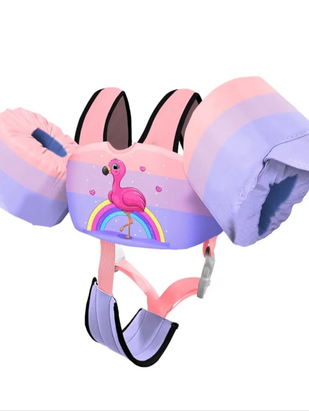 Flamingo Kids Swim Vest with Arm Floats And Seashell Goggles